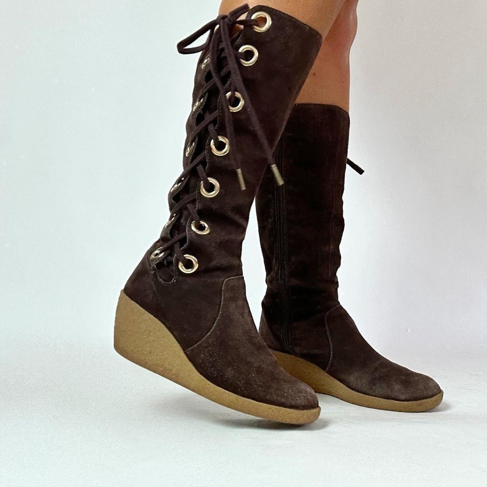 𝅺MICHAEL Kors Side Lace Up Detail Leather Boots